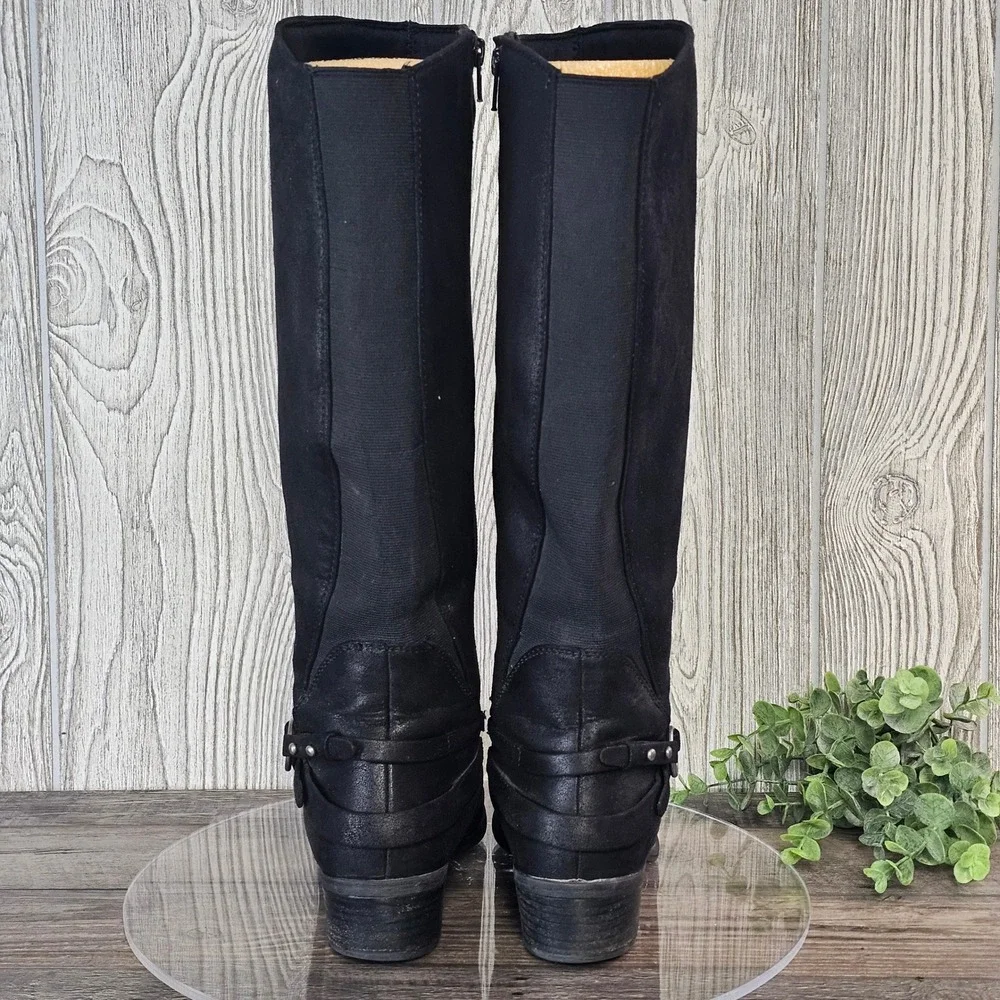 Baretraps Greer Black Knee HIgh Riding Boots Studded Strap Detail Women's 7M - Picture 5 of 10